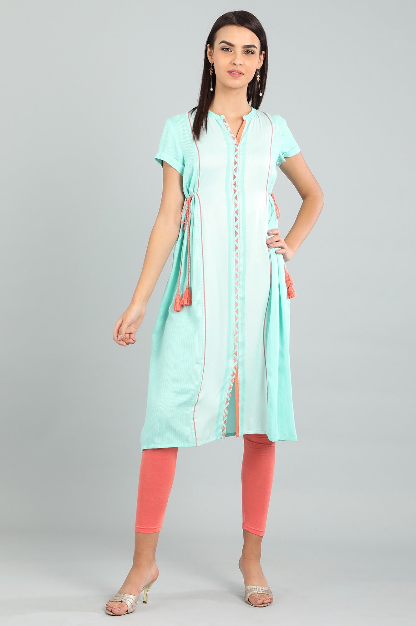 Blue Band Collar Yarn-dyed kurta