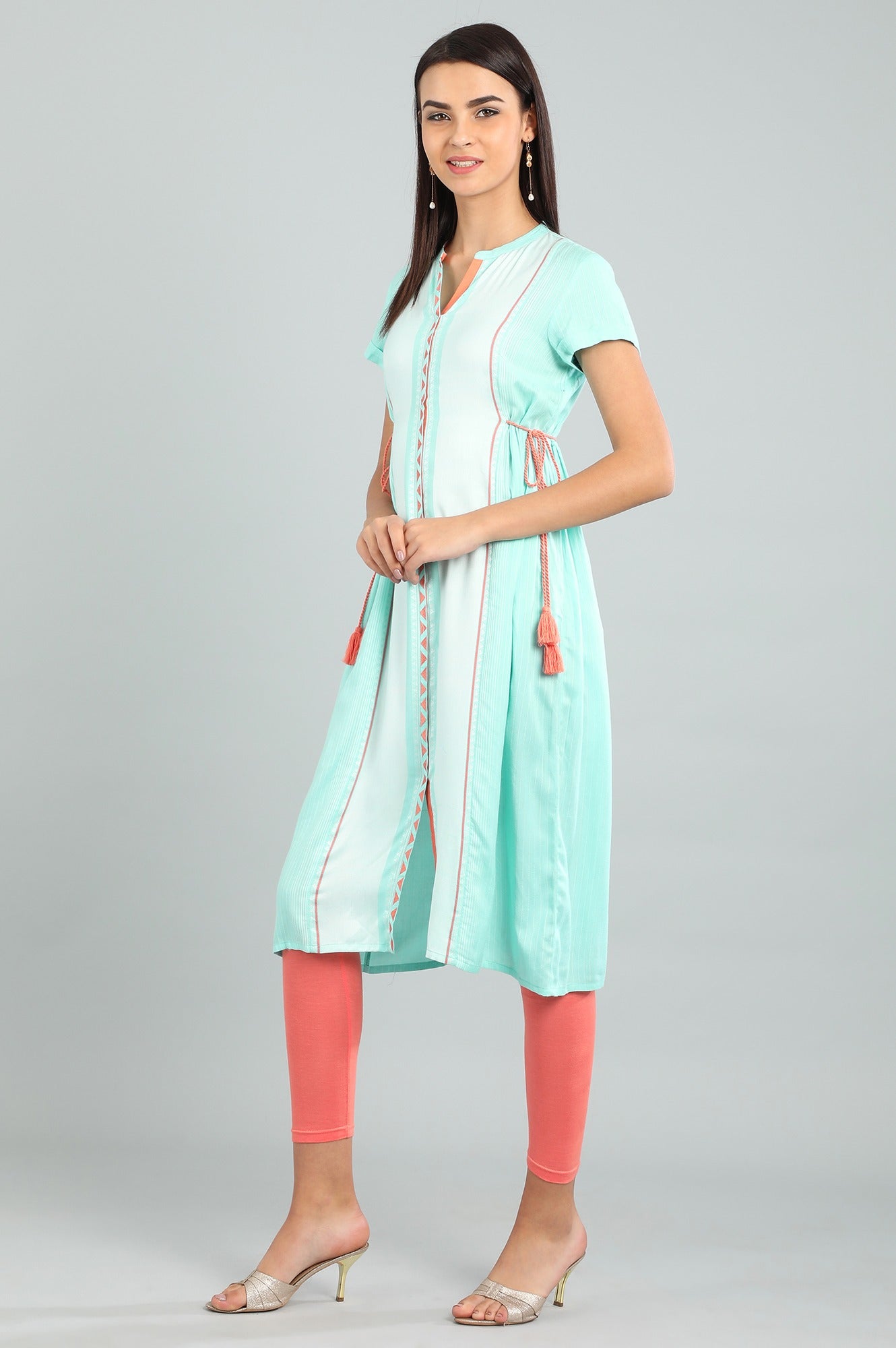 Blue Band Collar Yarn-dyed kurta