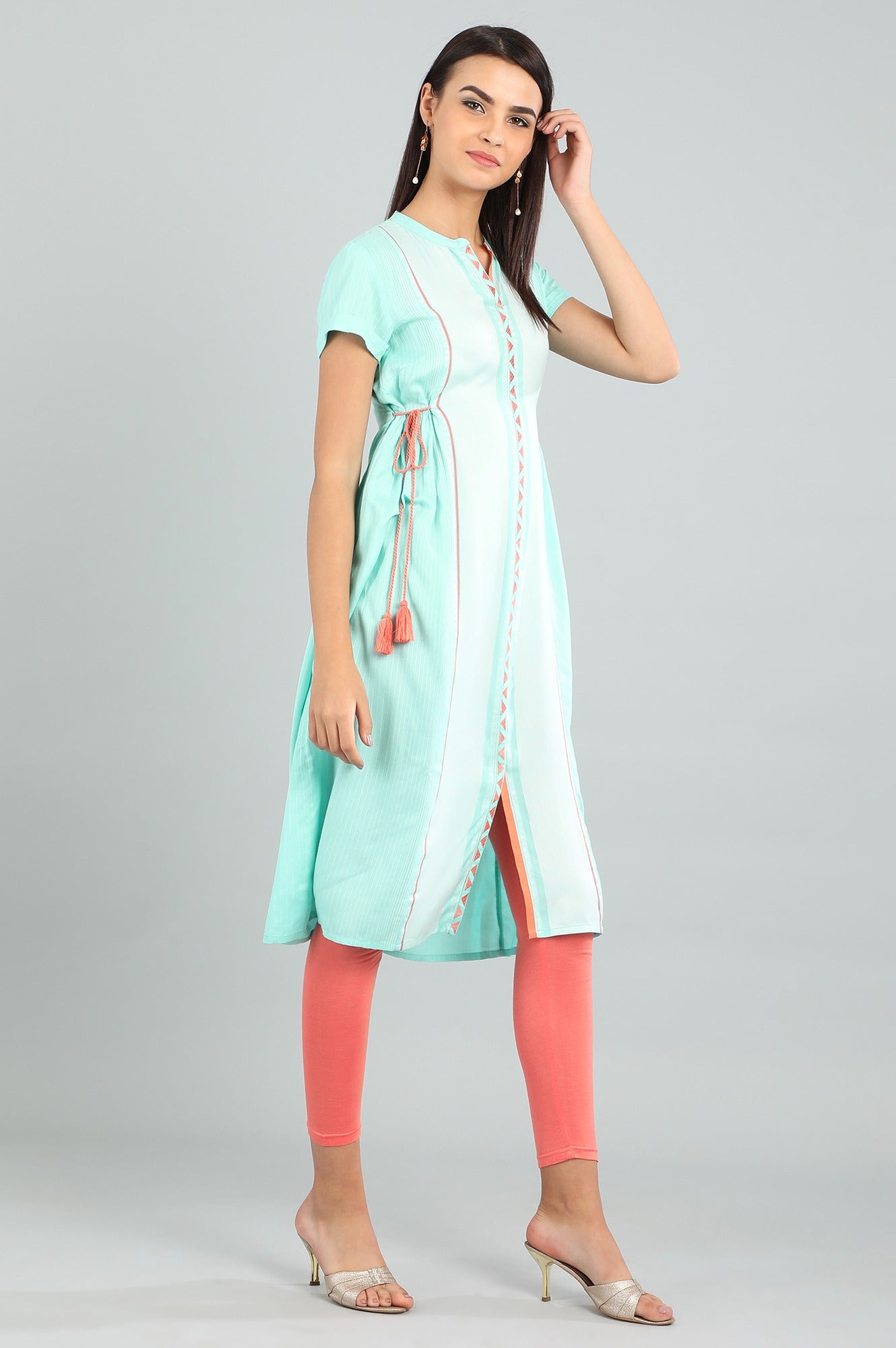 Blue Band Collar Yarn-dyed kurta