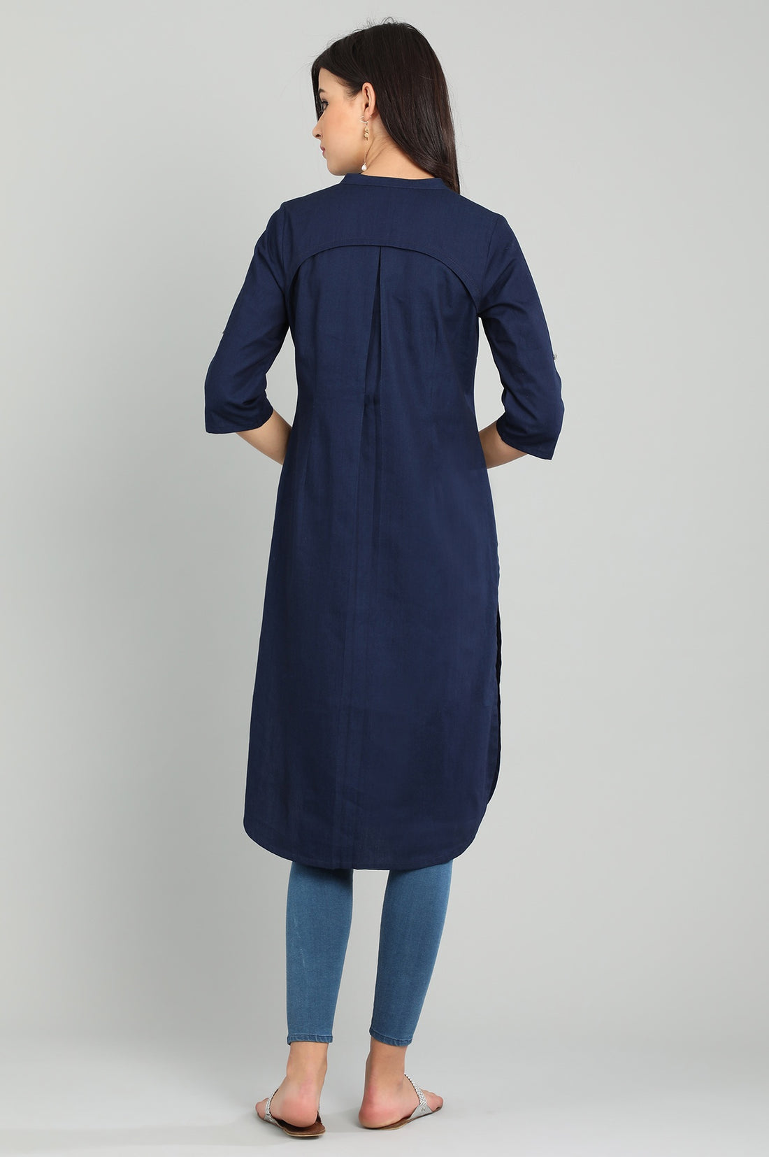 Blue Band Collar Yarn-dyed kurta