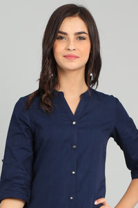 Blue Band Collar Yarn-dyed kurta