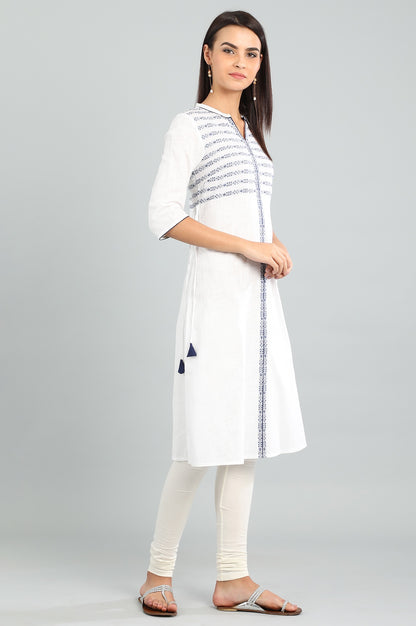 White Band Collar Yarn-dyed kurta