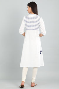 White Band Collar Yarn-dyed kurta