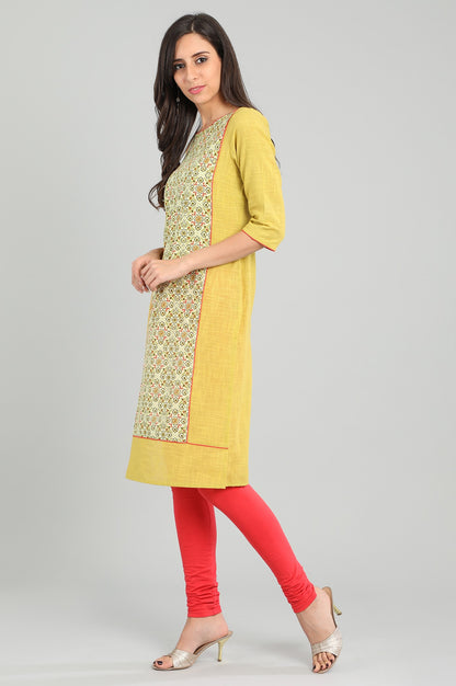 Green Round Neck Printed kurta