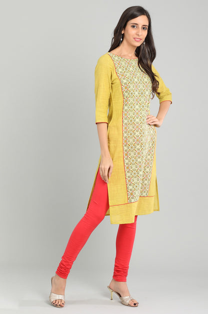 Green Round Neck Printed kurta