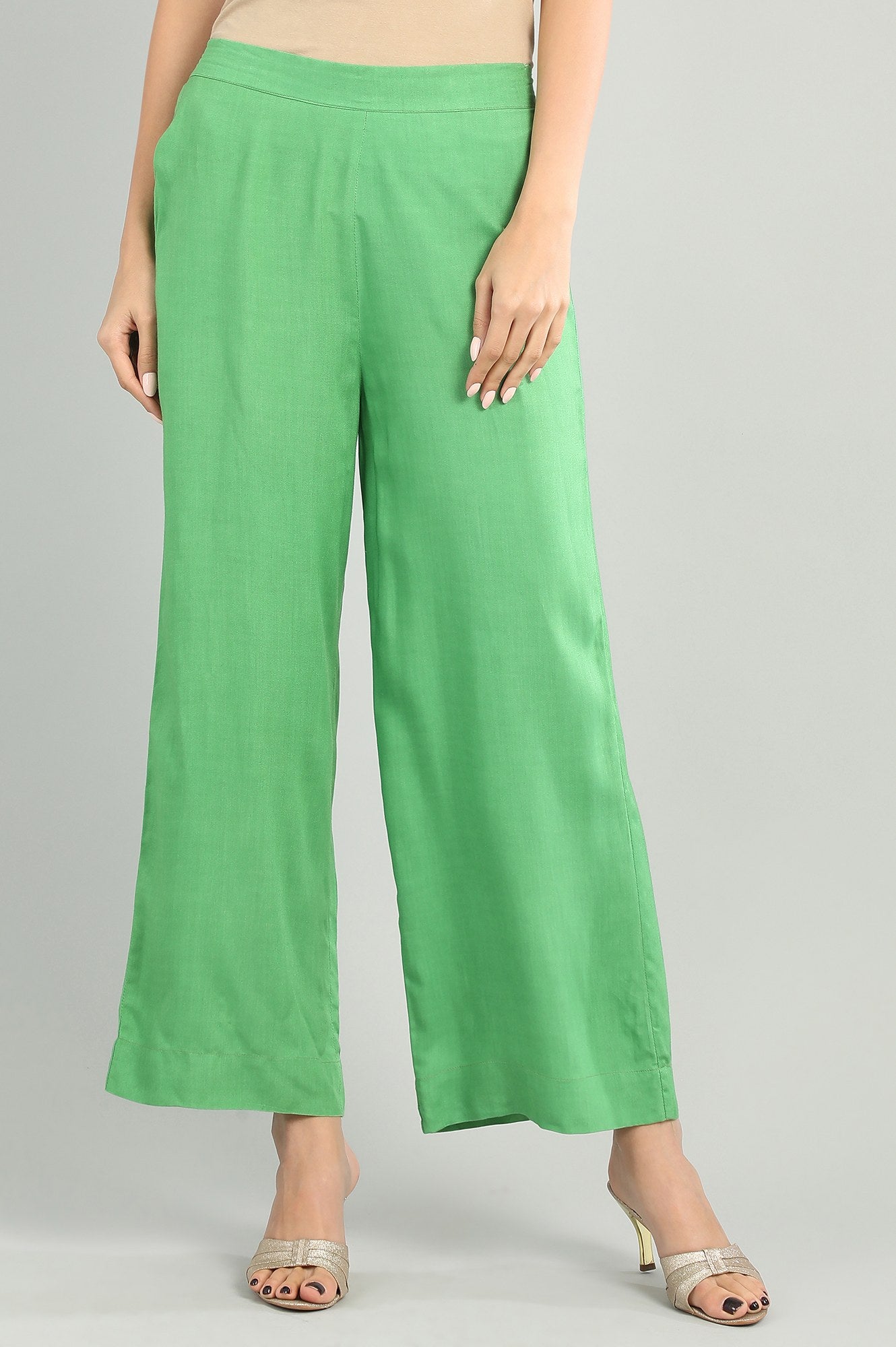 Green Solid Palazzos