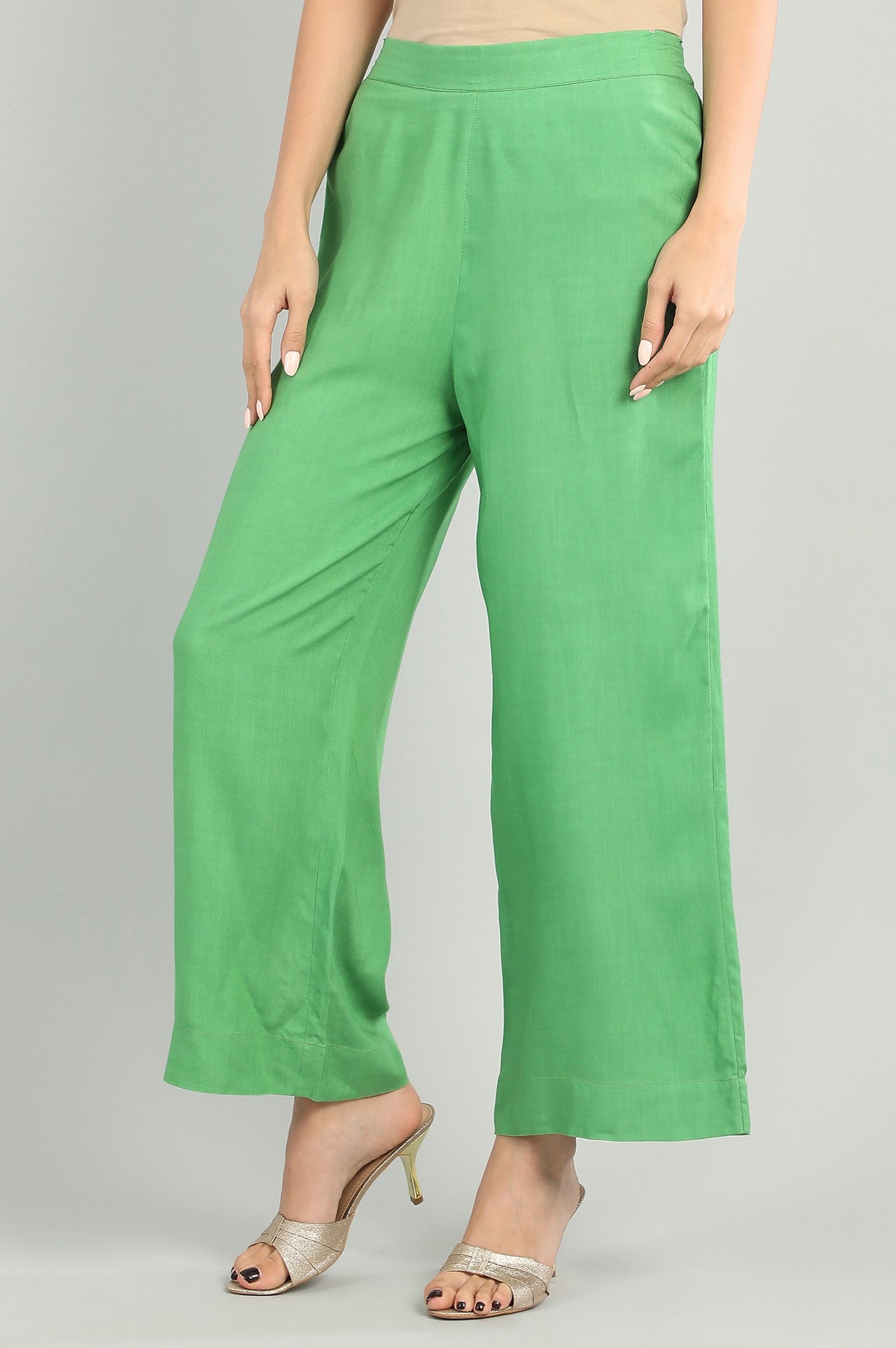 Green Solid Palazzos