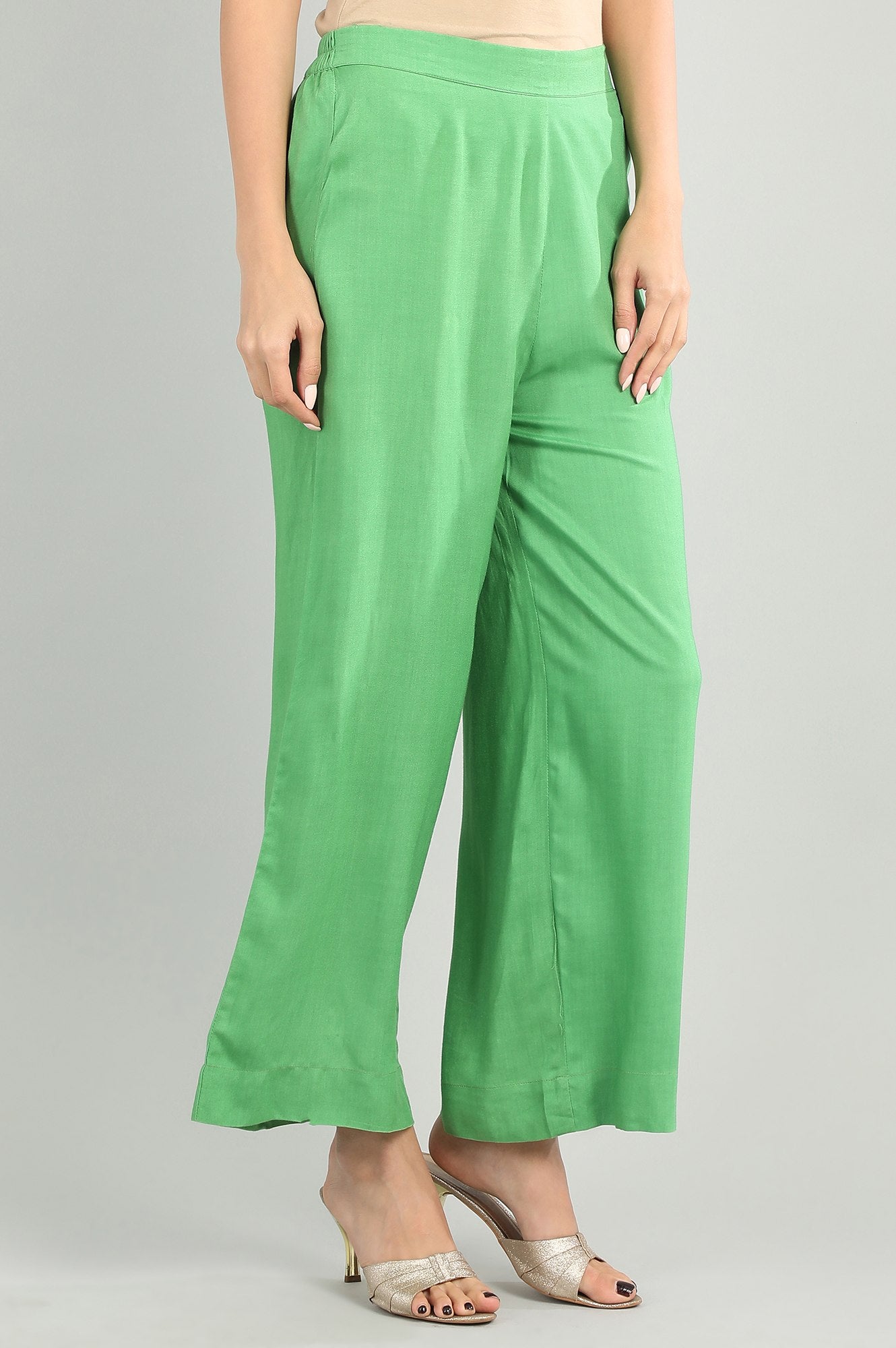 Green Solid Palazzos