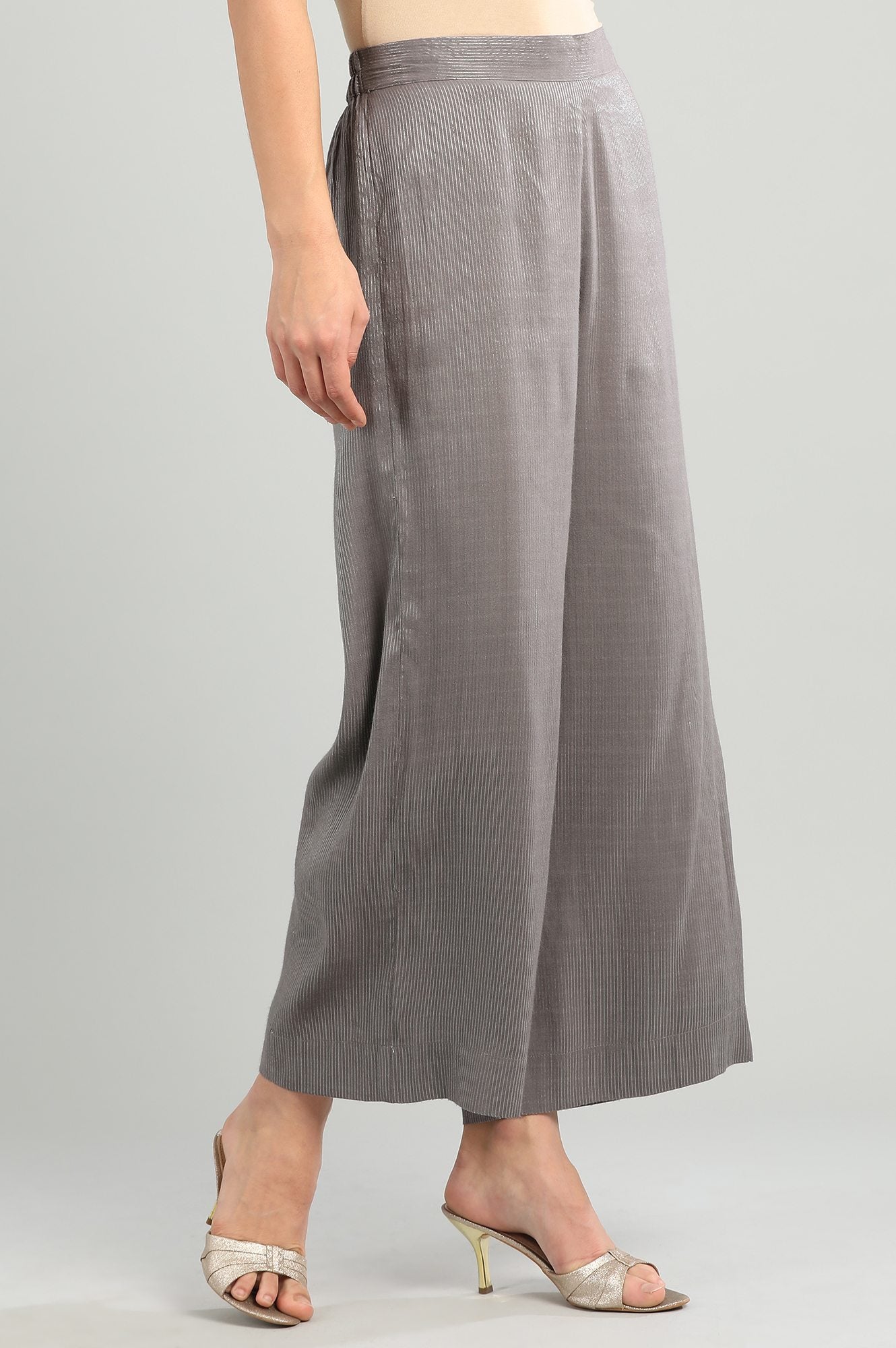 Grey Yarn-dyed Palazzos