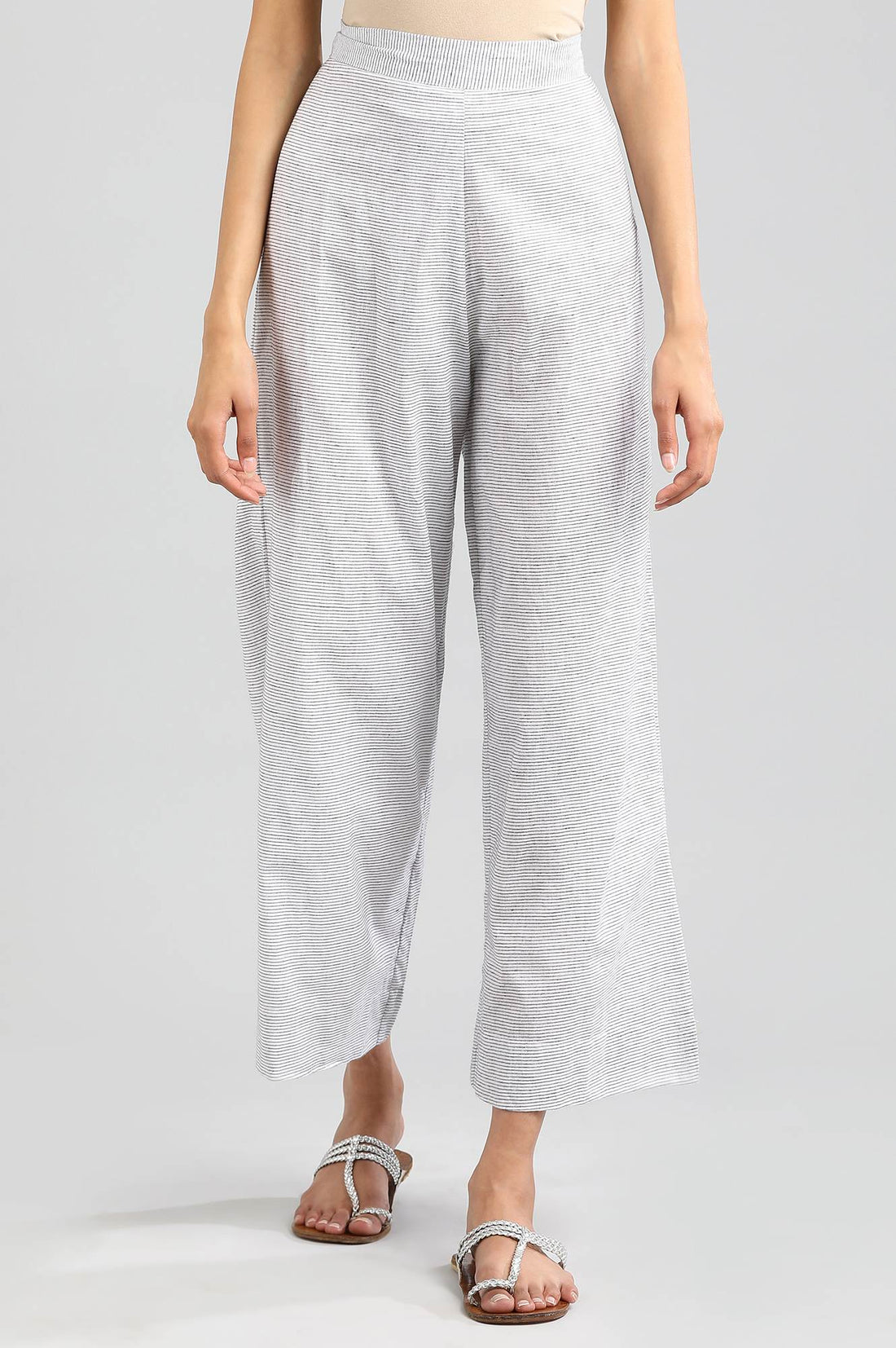 White Yarn-dyed Palazzos