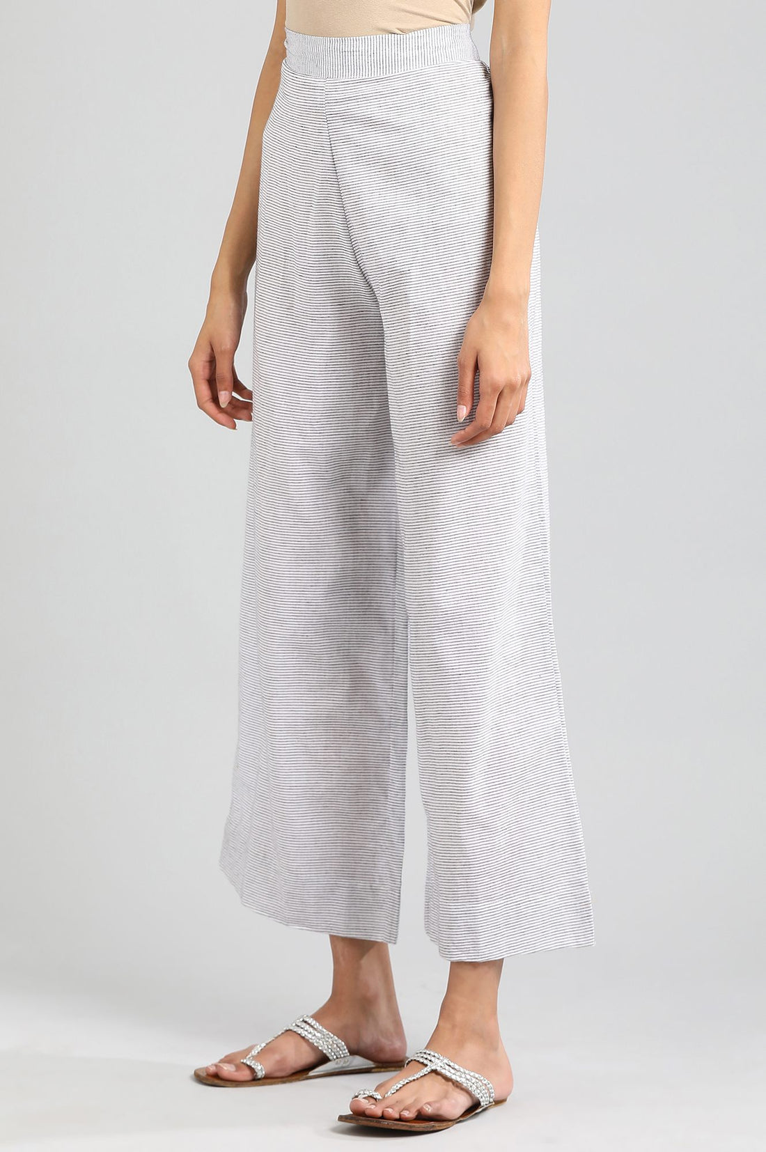 White Yarn-dyed Palazzos