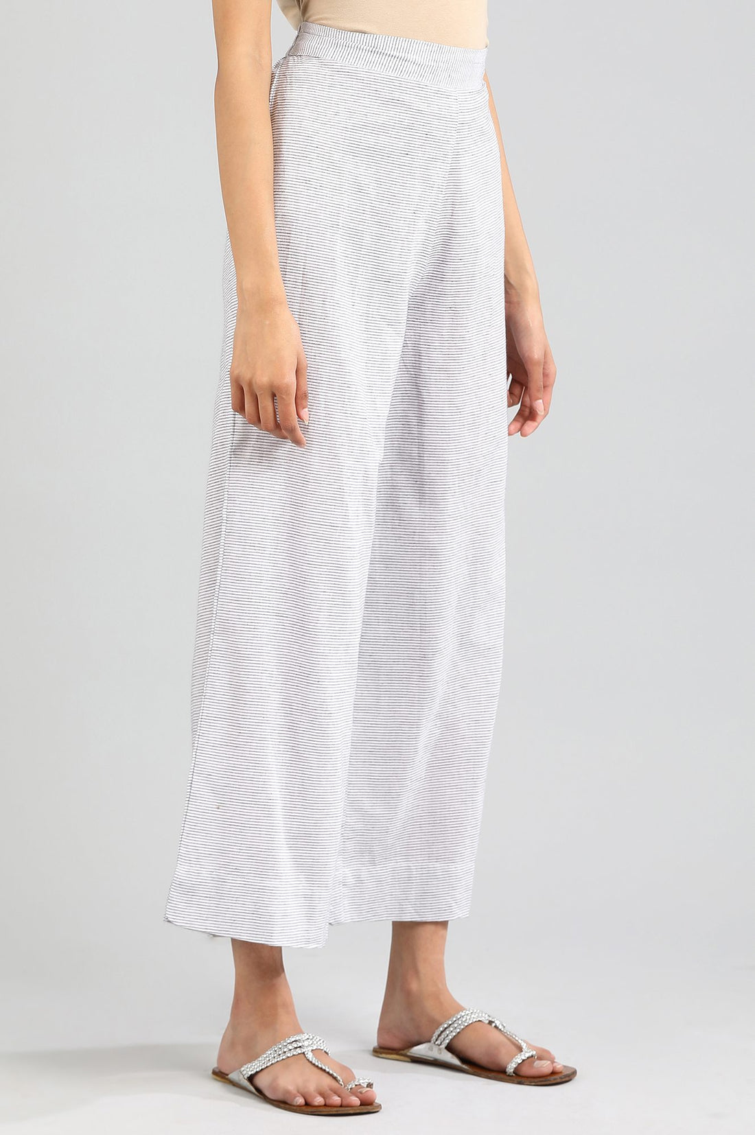 White Yarn-dyed Palazzos