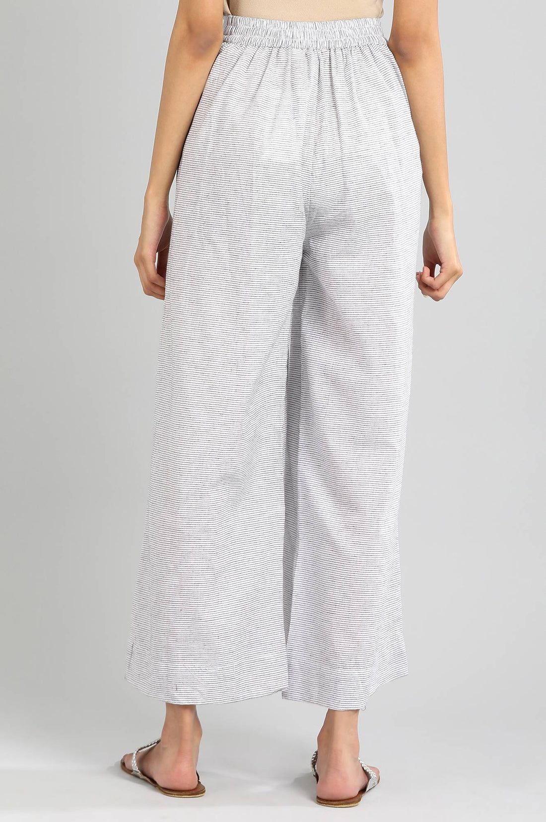 White Yarn-dyed Palazzos