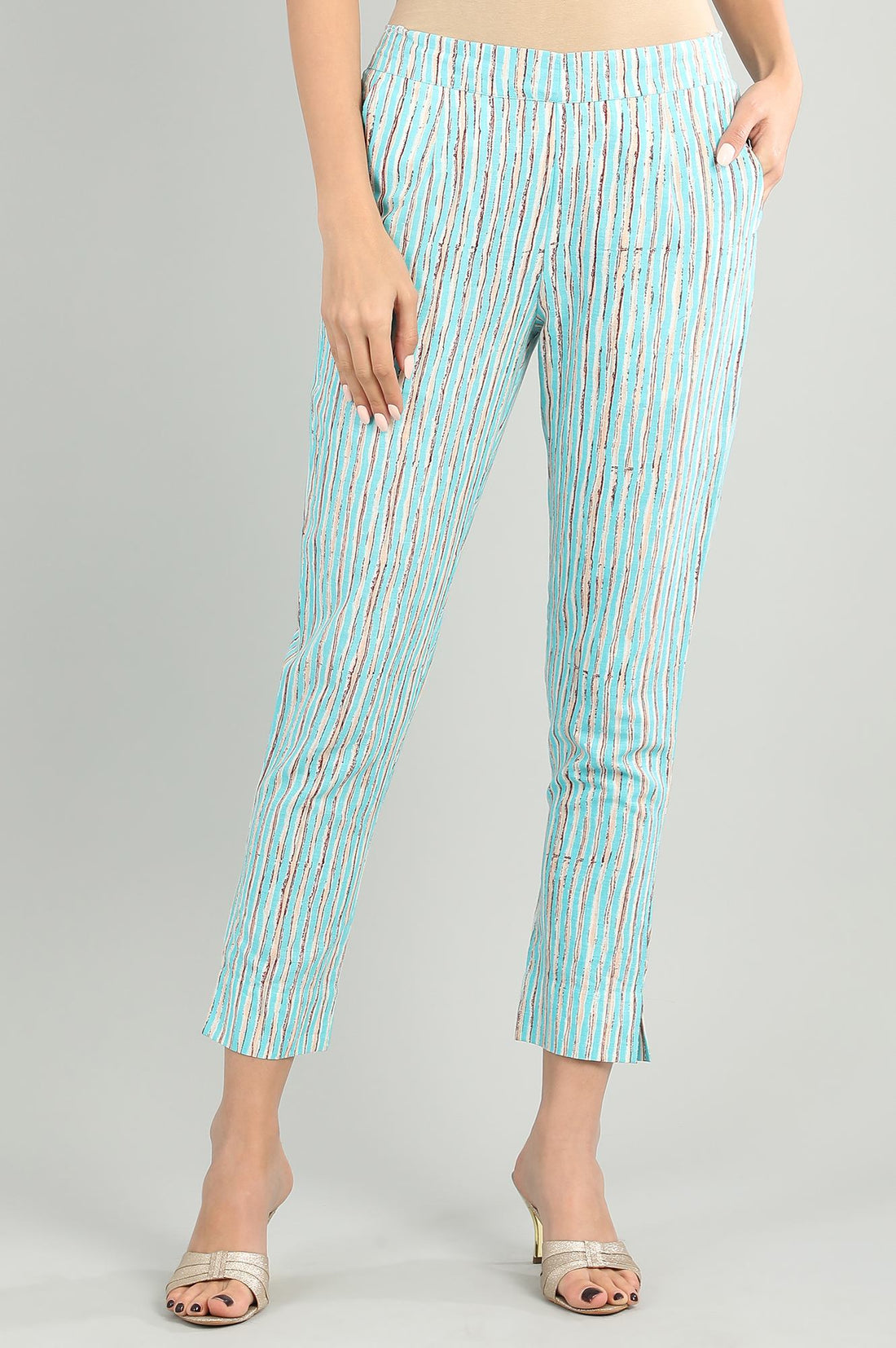 Blue Printed Trousers