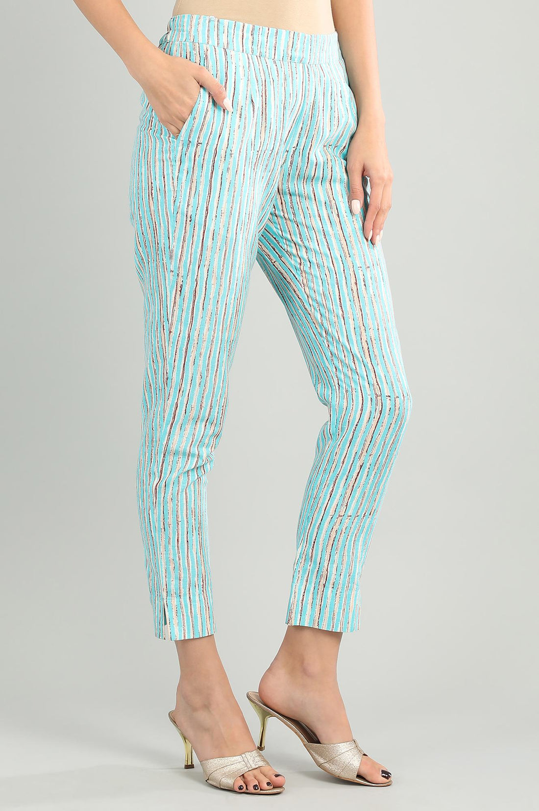 Blue Printed Trousers