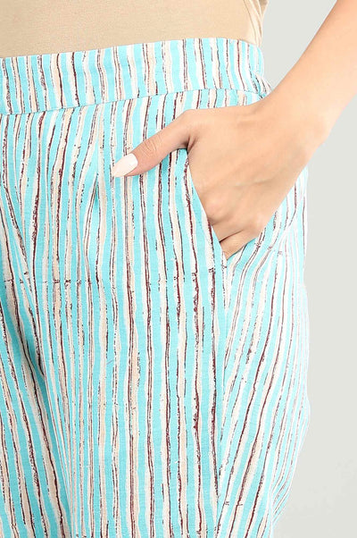 Blue Printed Trousers