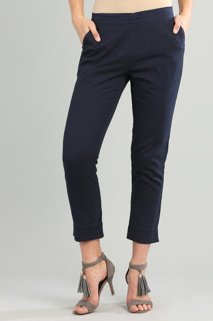 Blue Solid Trousers