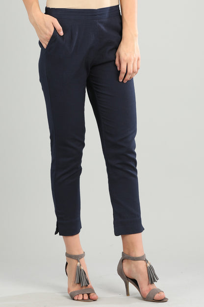 Blue Solid Trousers