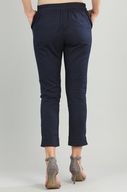 Blue Solid Trousers