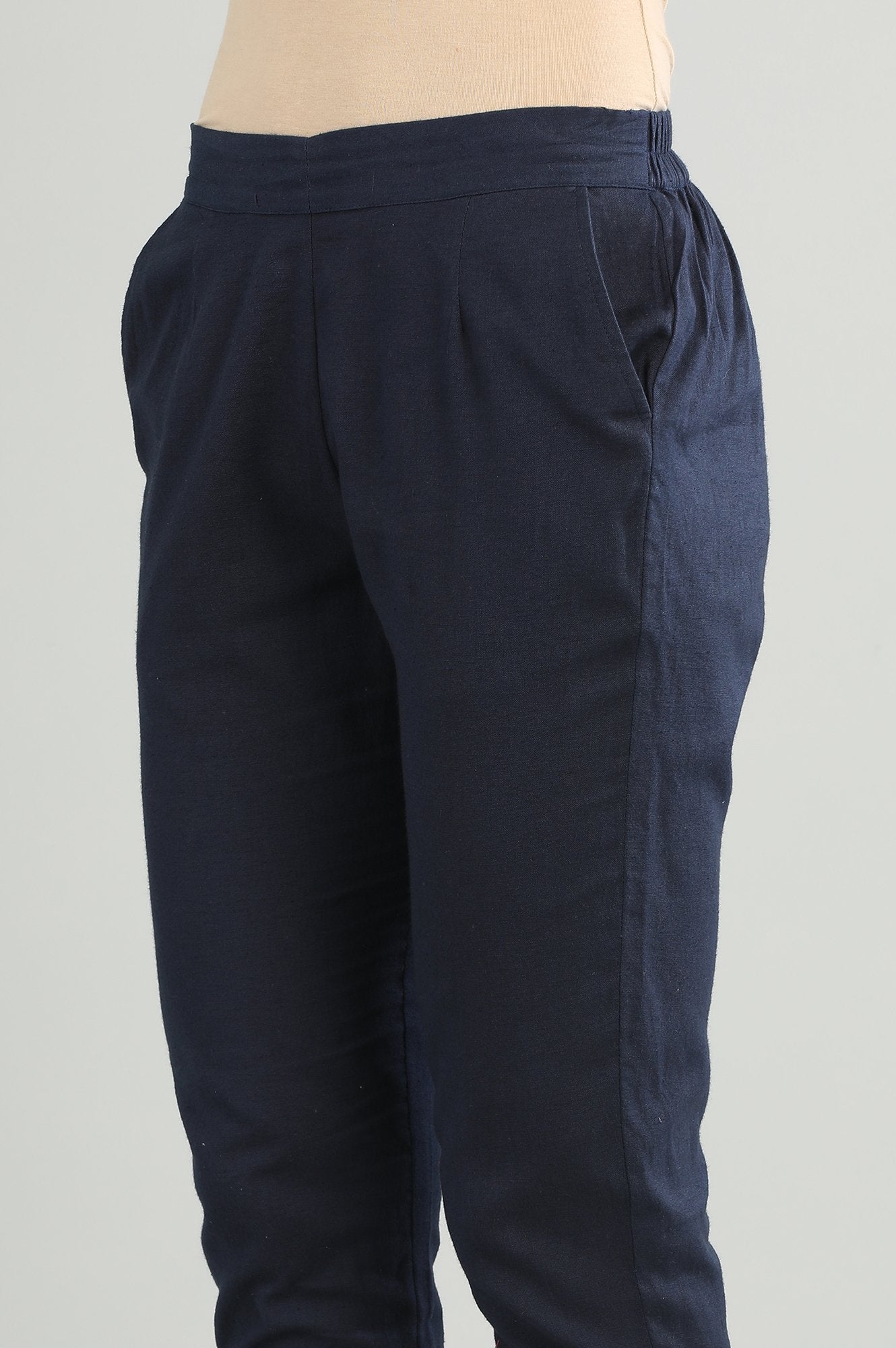 Blue Solid Trousers