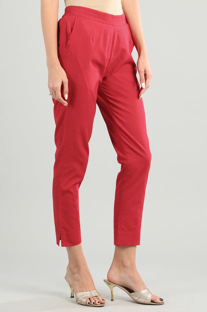 Red Solid Trousers