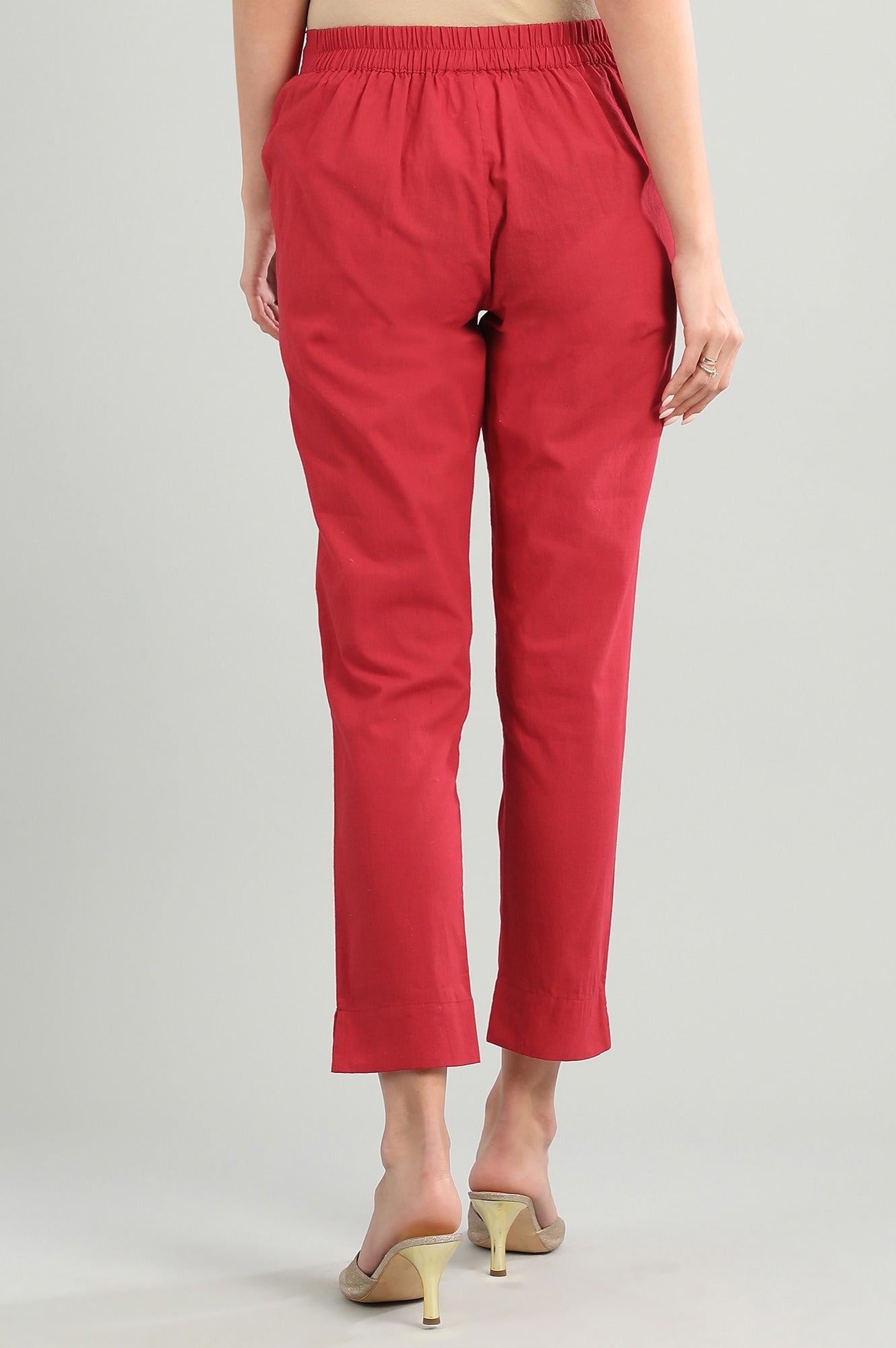 Red Solid Trousers