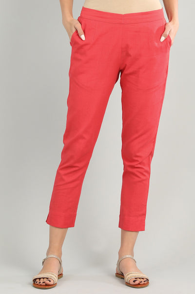 Red Solid Trousers