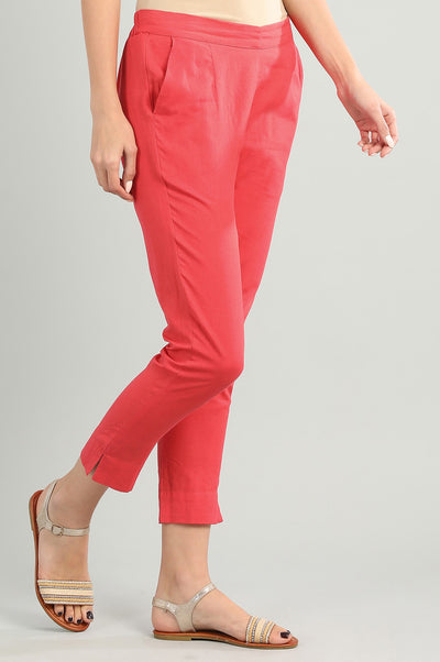 Red Solid Trousers