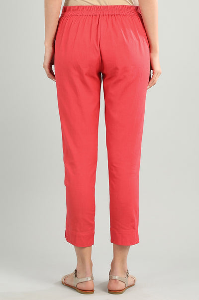 Red Solid Trousers
