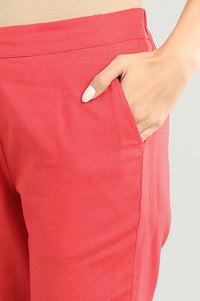 Red Solid Trousers