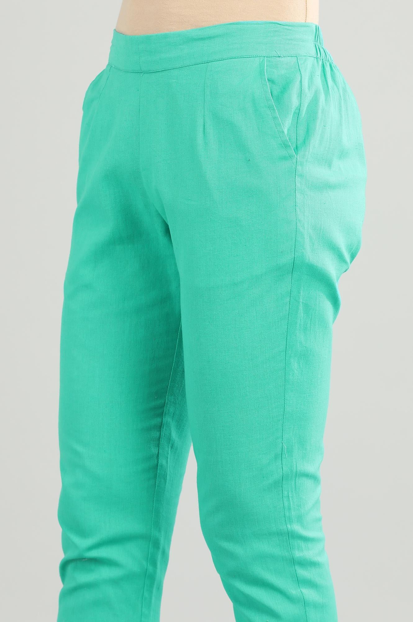 Blue Solid Trousers