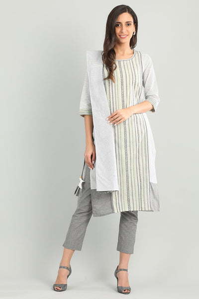 Grey Yarn-dyed Trousers