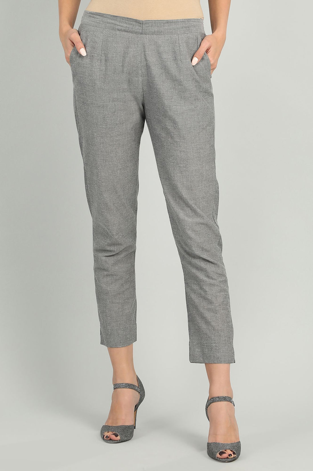 Grey Yarn-dyed Trousers