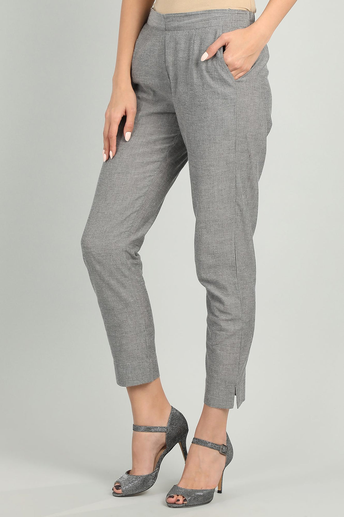 Grey Yarn-dyed Trousers