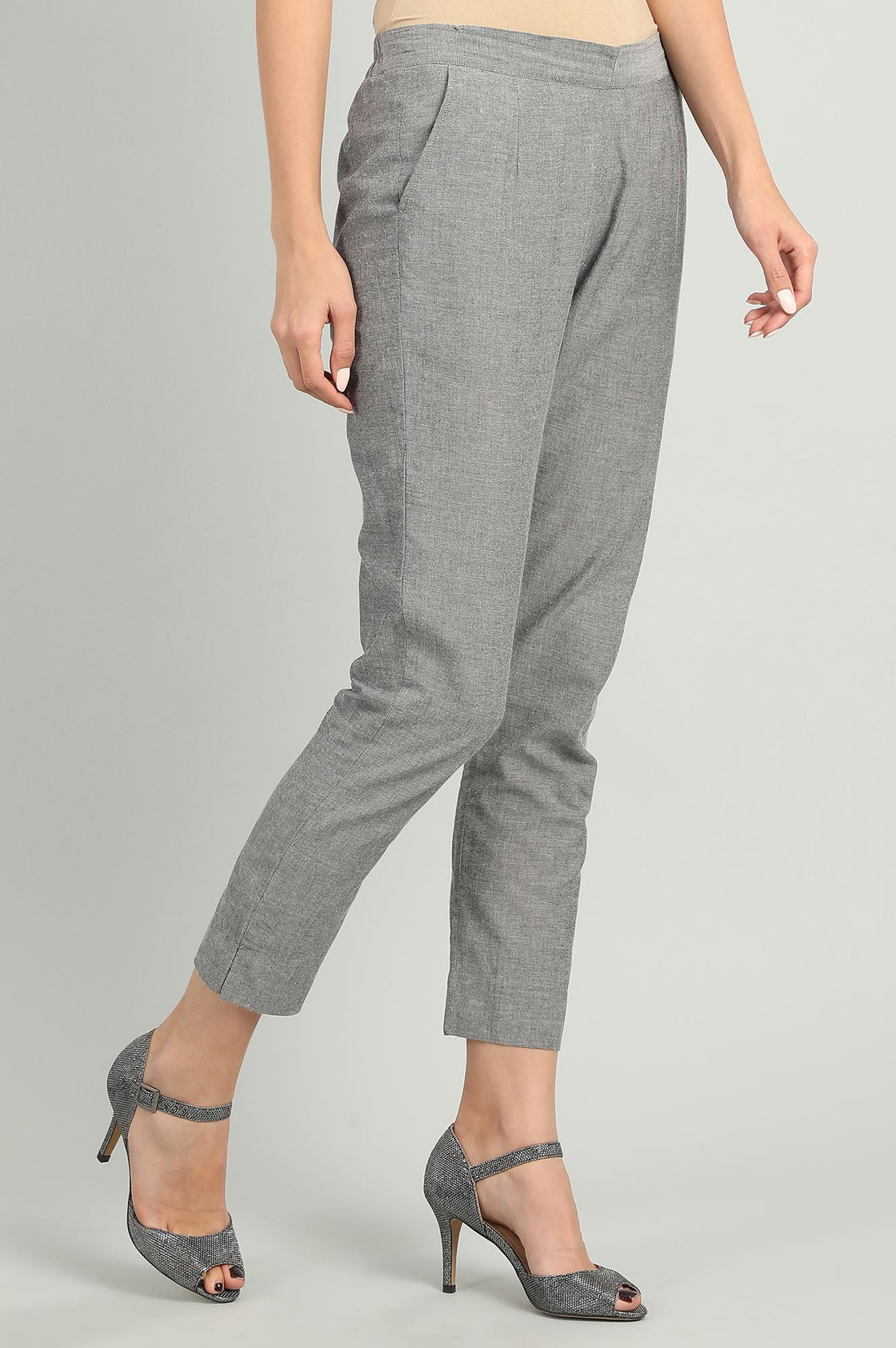 Grey Yarn-dyed Trousers