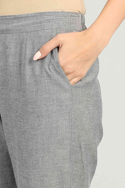 Grey Yarn-dyed Trousers