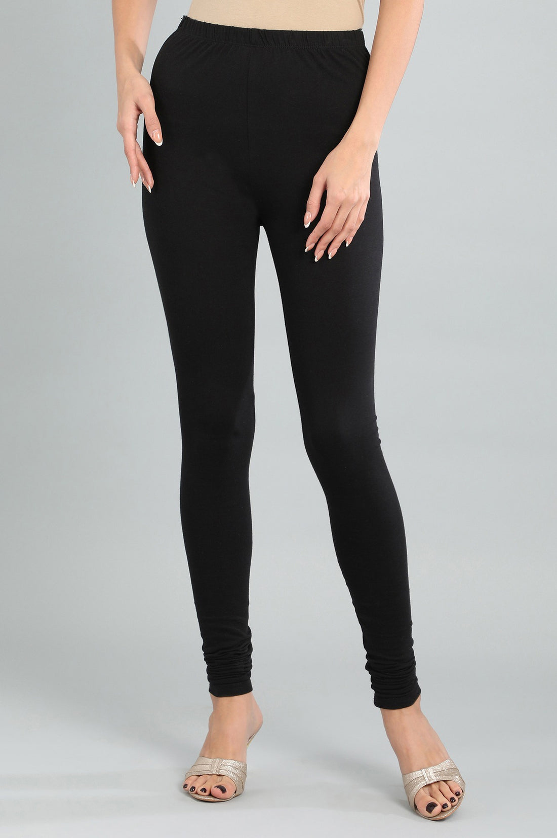 Black Solid Churidar