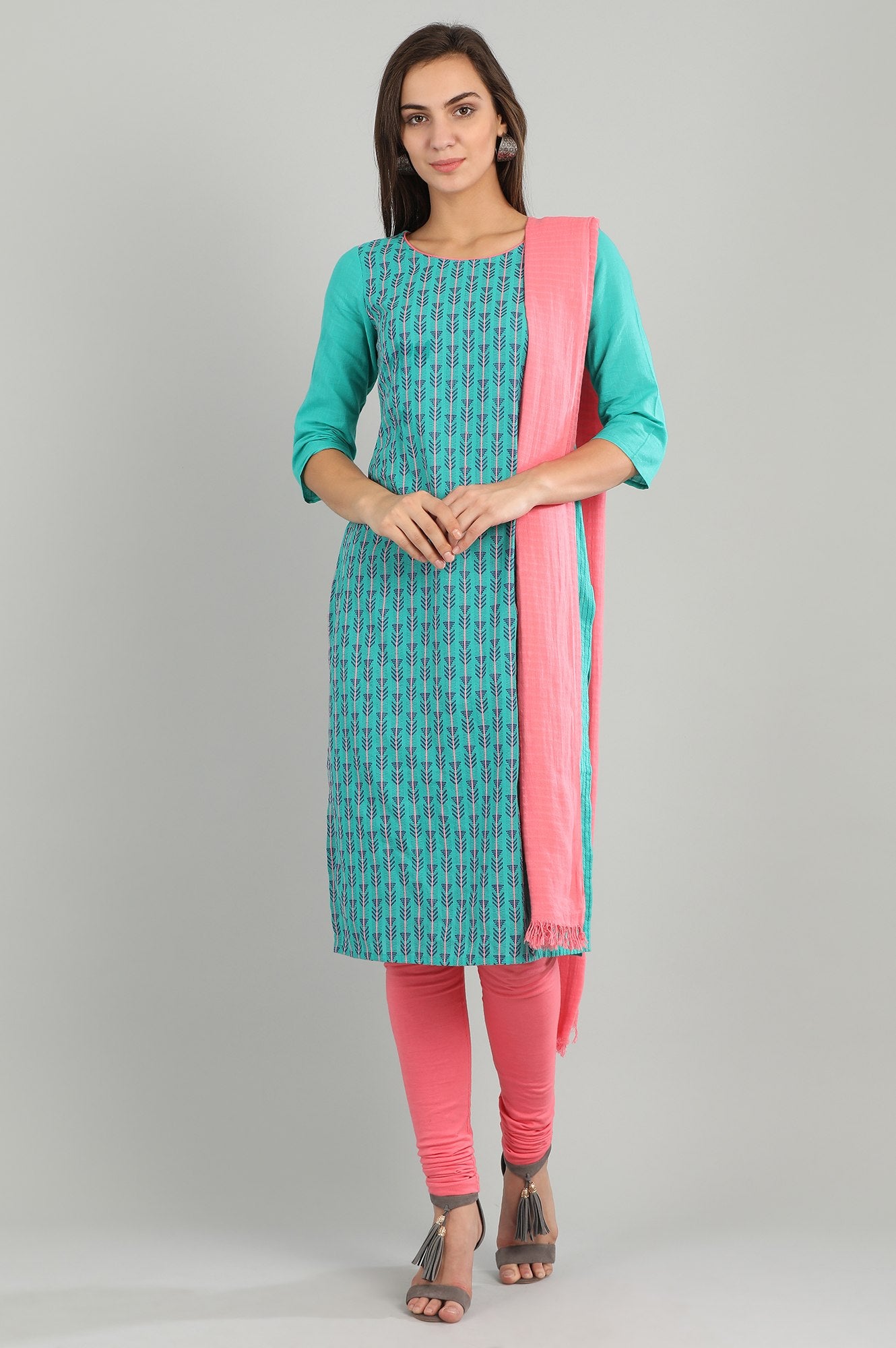 Pink Solid Churidar