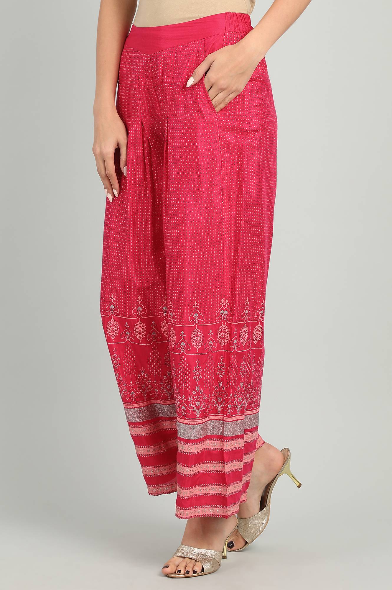 Pink Printed Palazzo Pants