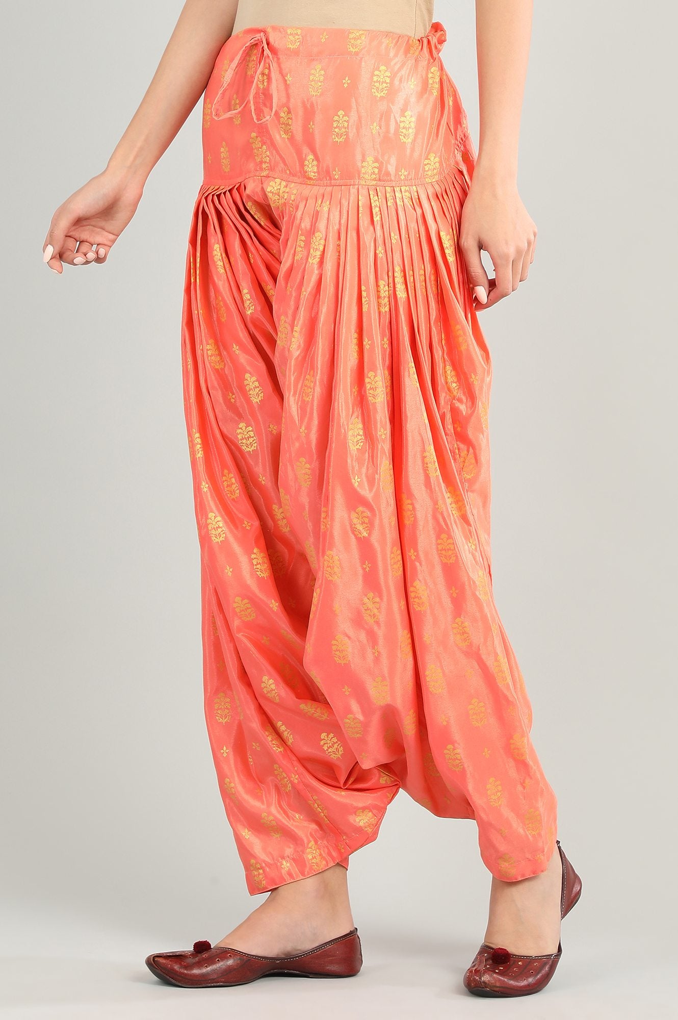 Orange Printed Patiala