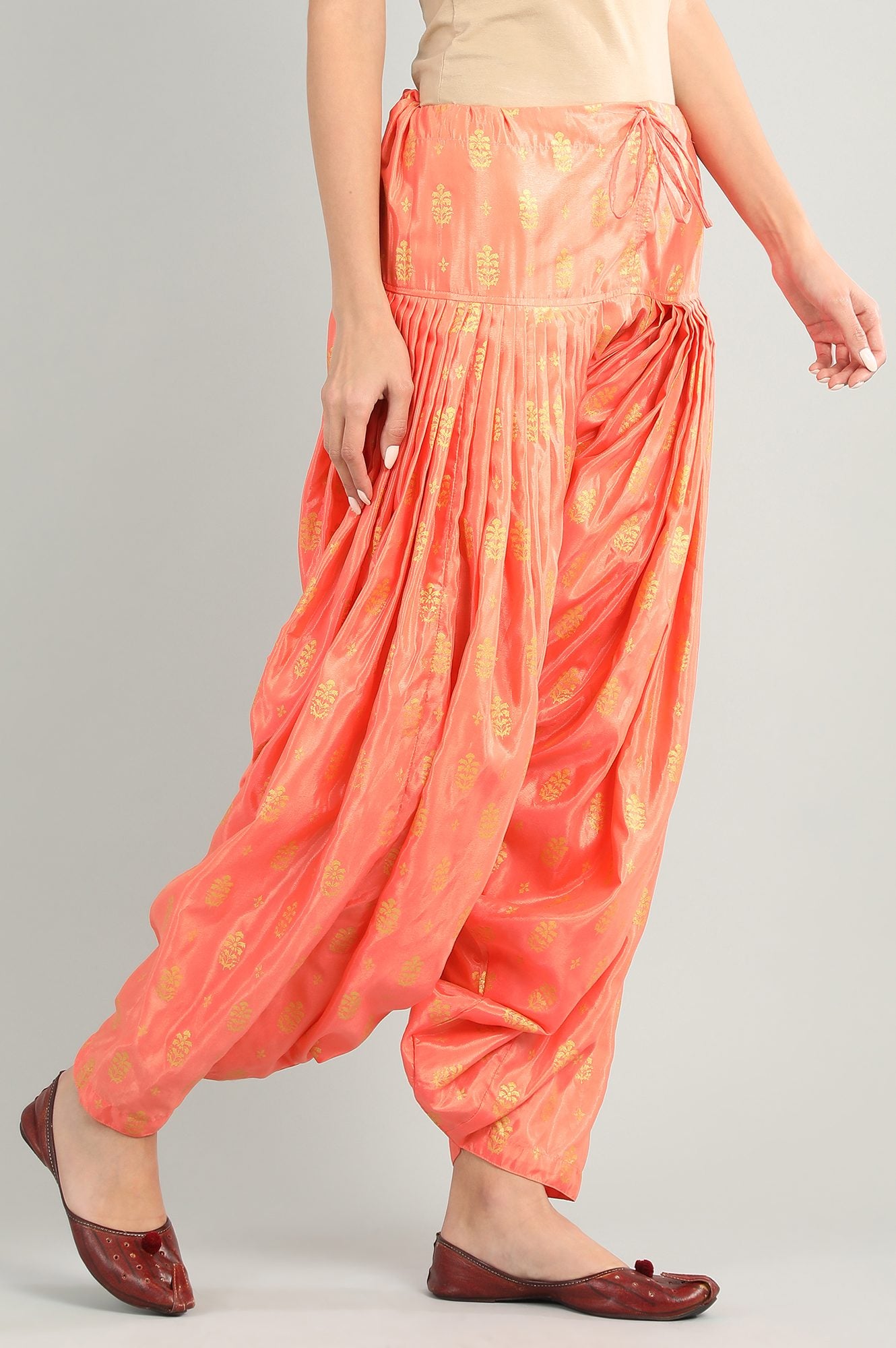 Orange Printed Patiala