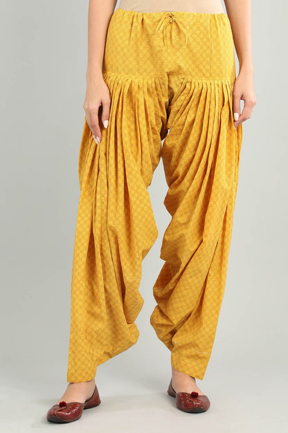 Yellow Printed Patiala Pants