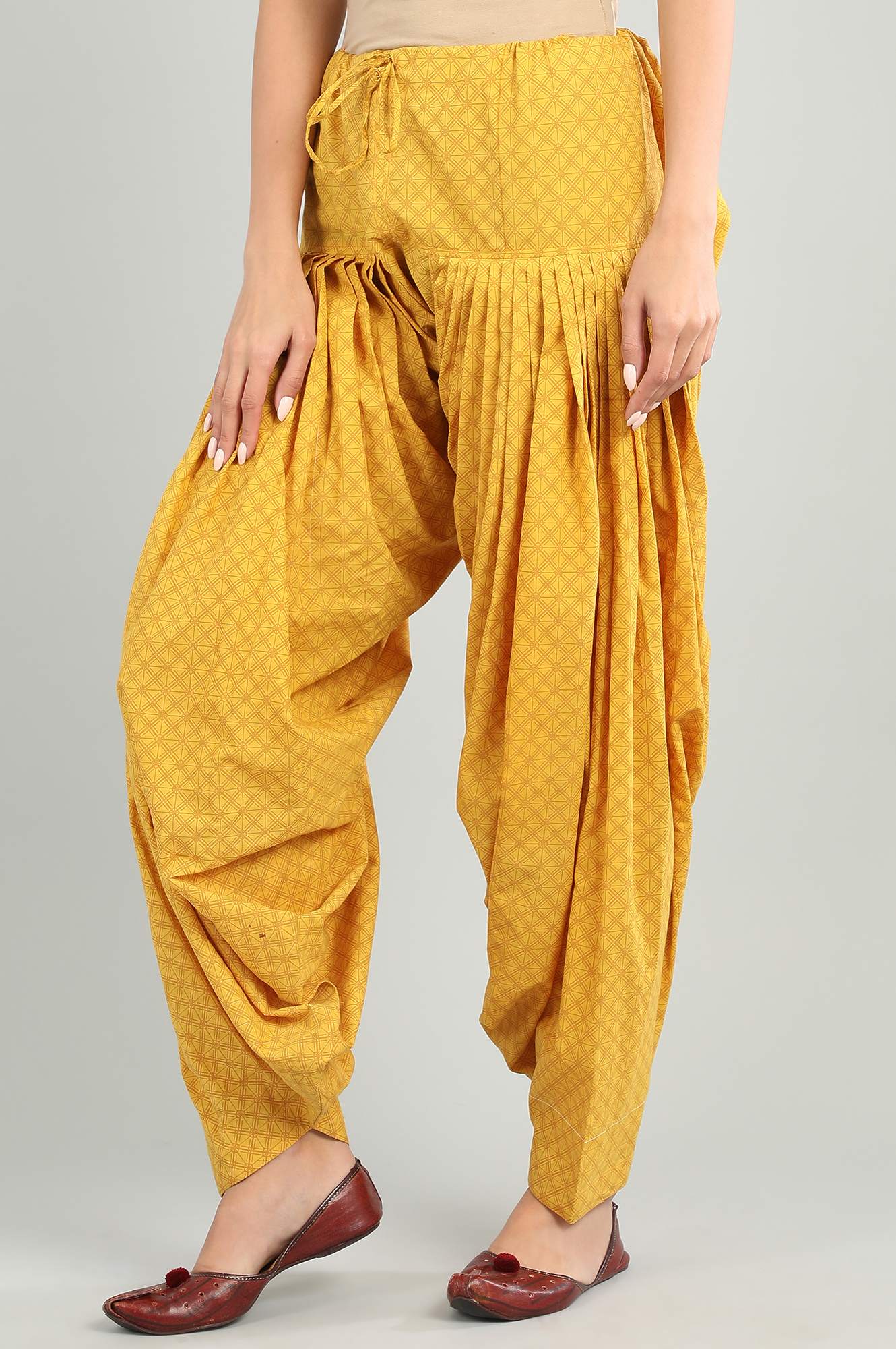 Yellow Printed Patiala Pants