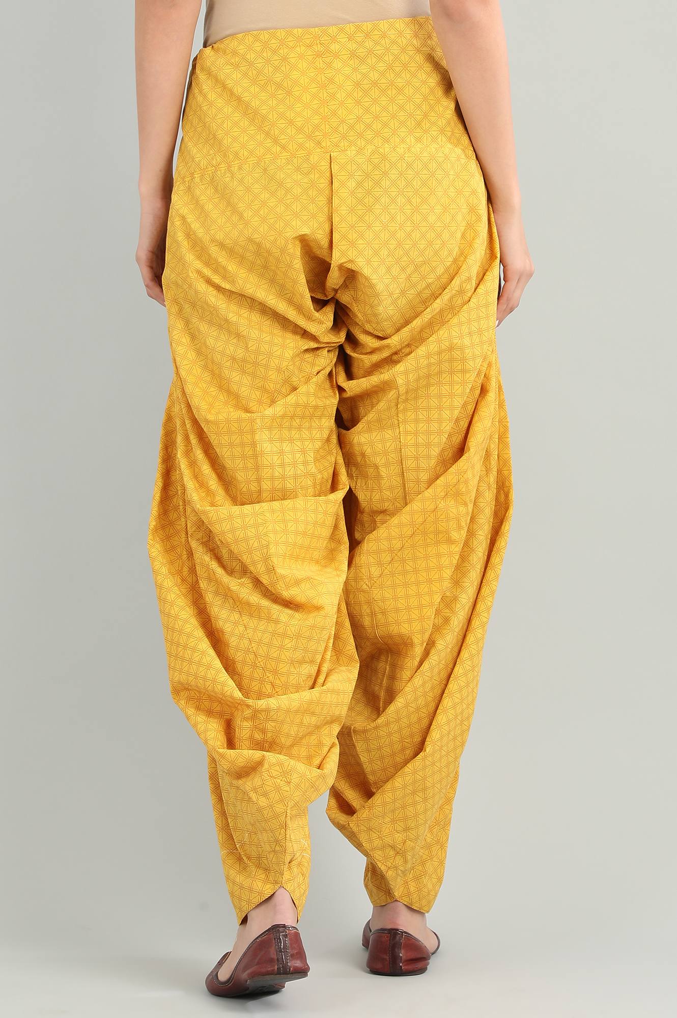 Yellow Printed Patiala Pants