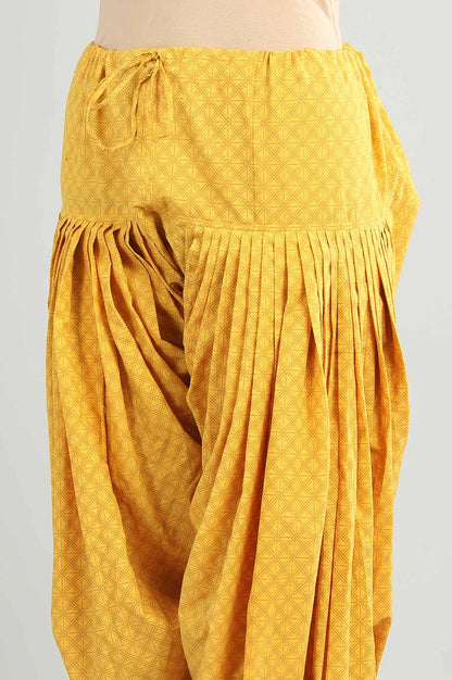 Yellow Printed Patiala Pants