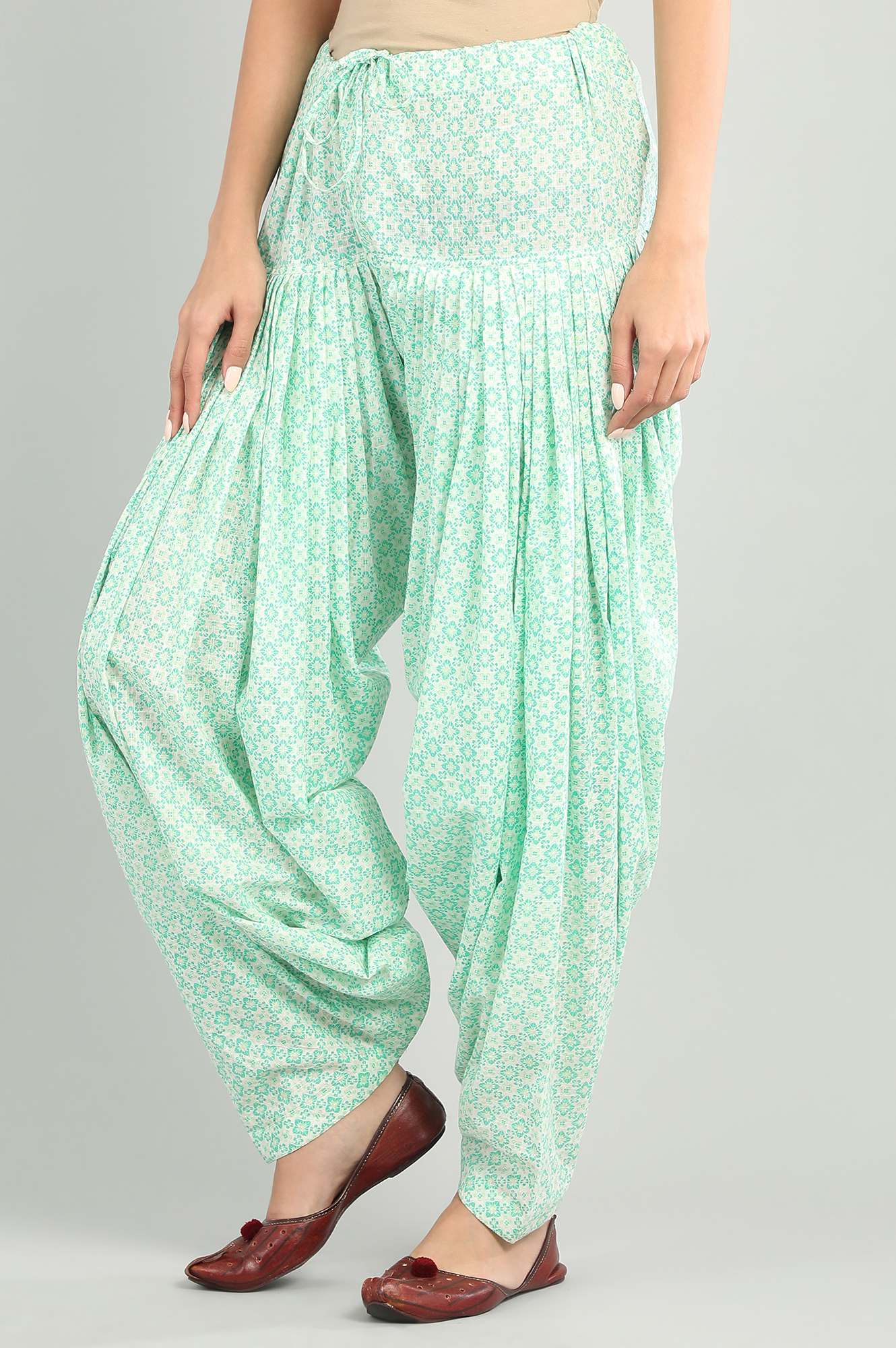 Green Printed Patiala Pants