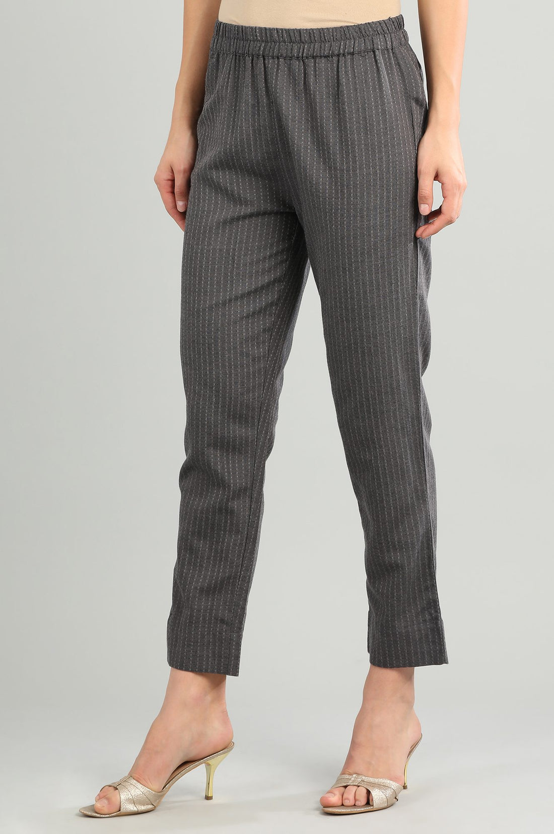 Grey Yarn-dyed Trousers