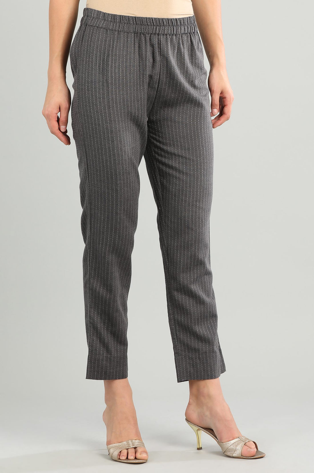 Grey Yarn-dyed Trousers