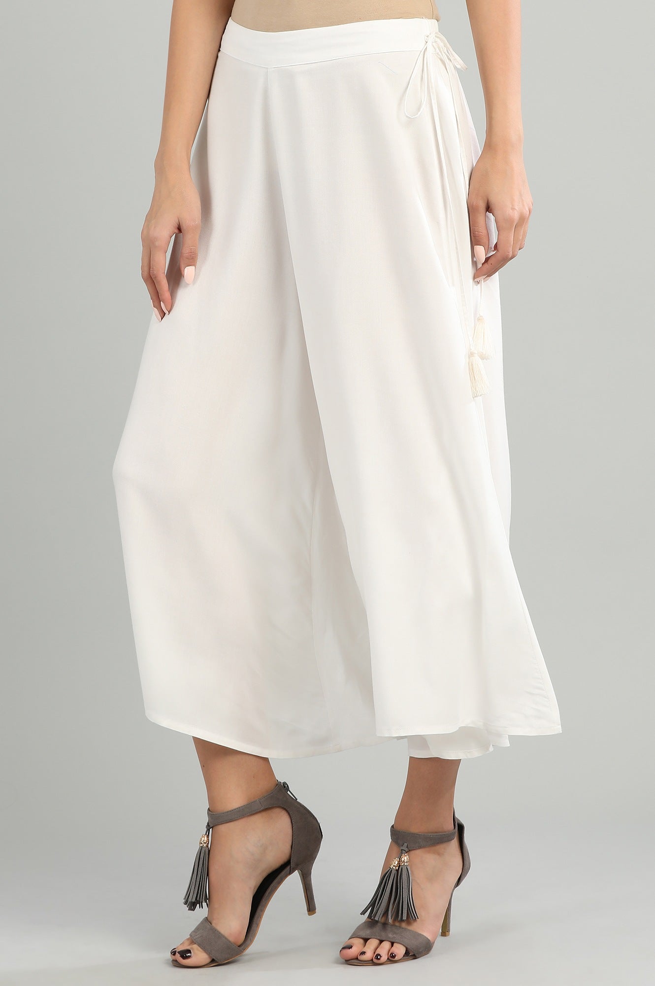 White Solid Culottes