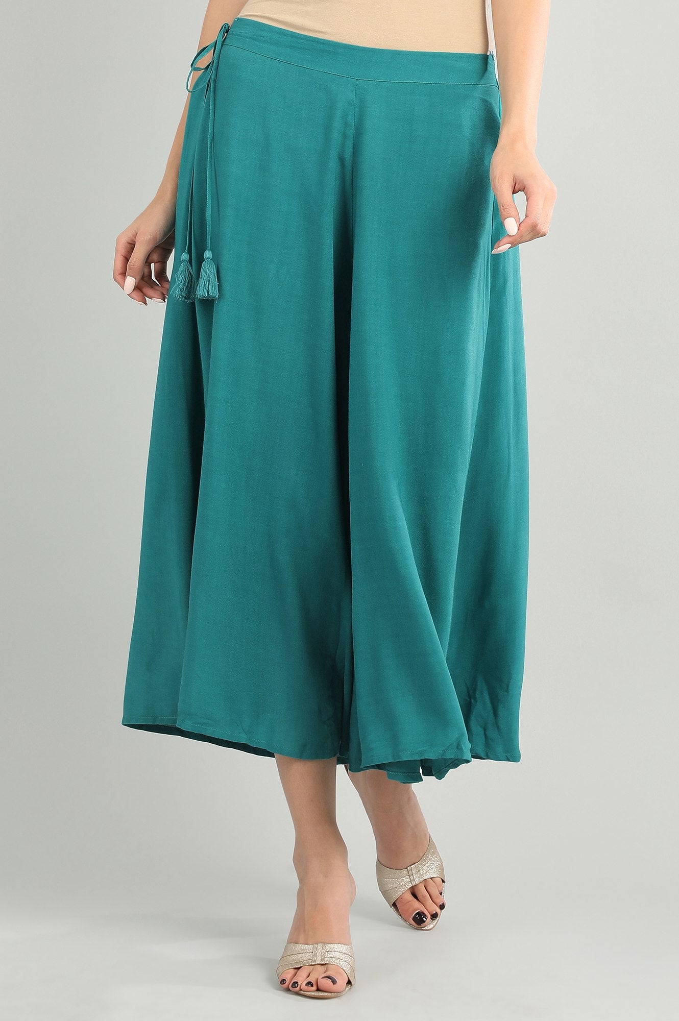 Green Solid Culottes